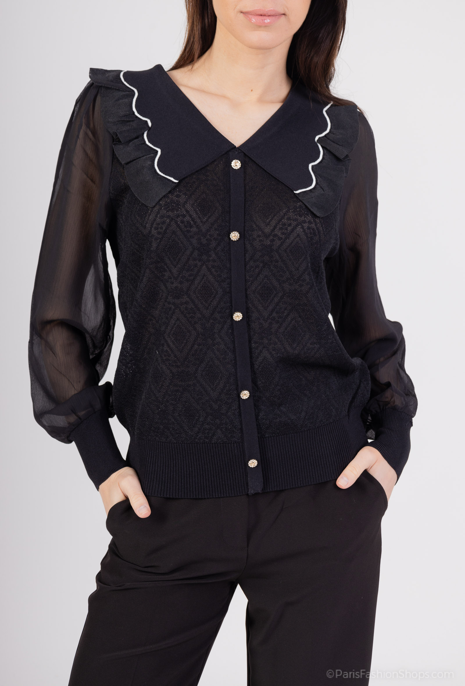 Pull fin bimatiere avec col HH7777