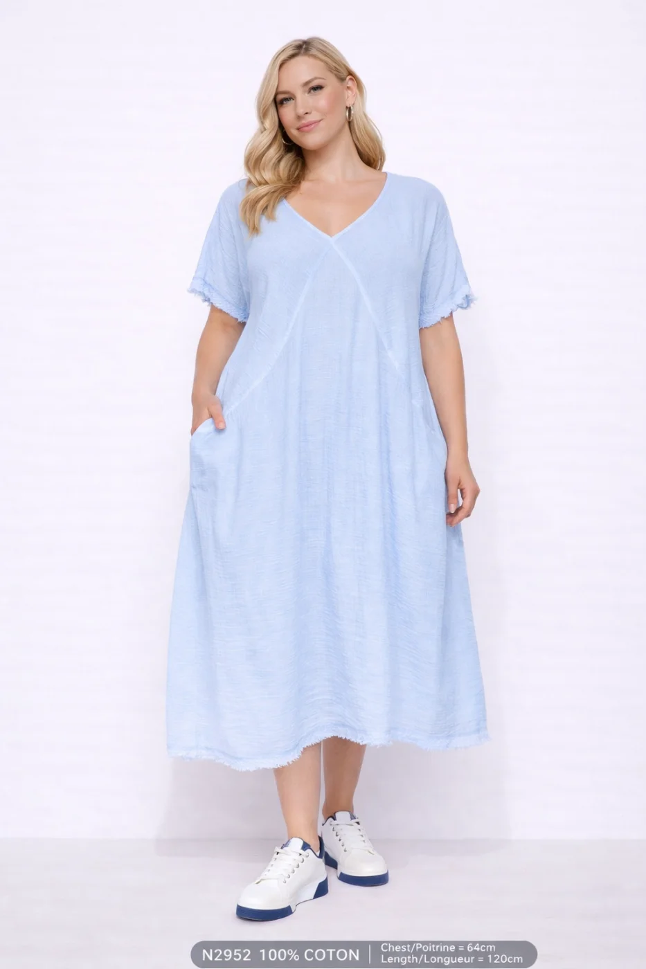 Robe longue en coton texturé coupe ample – Style casual chic  | Vintage Mode