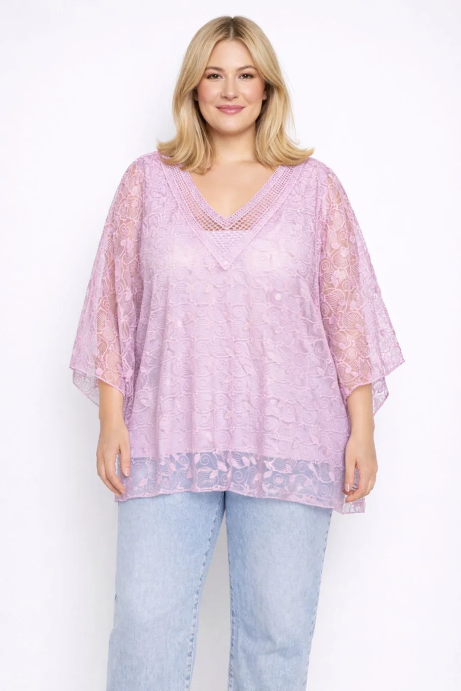 Blouse dentelle col V grande taille | Vintage Mode