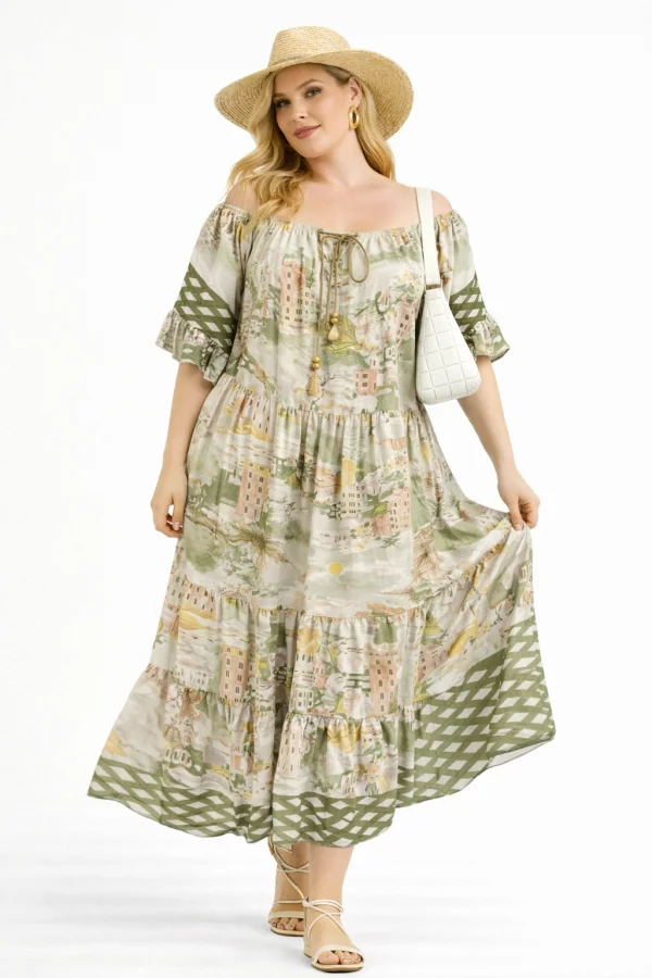 Robe longue bohème imprimée – Oversize | Vintage Mode