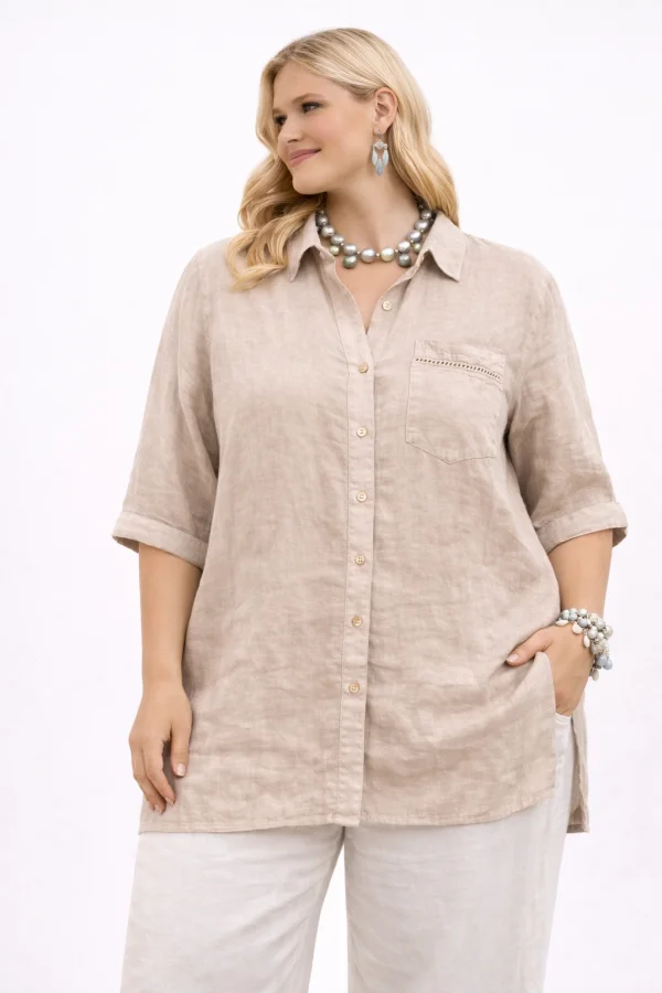 Chemise en lin fluide détail ajouré au dos  | Vintage Mode