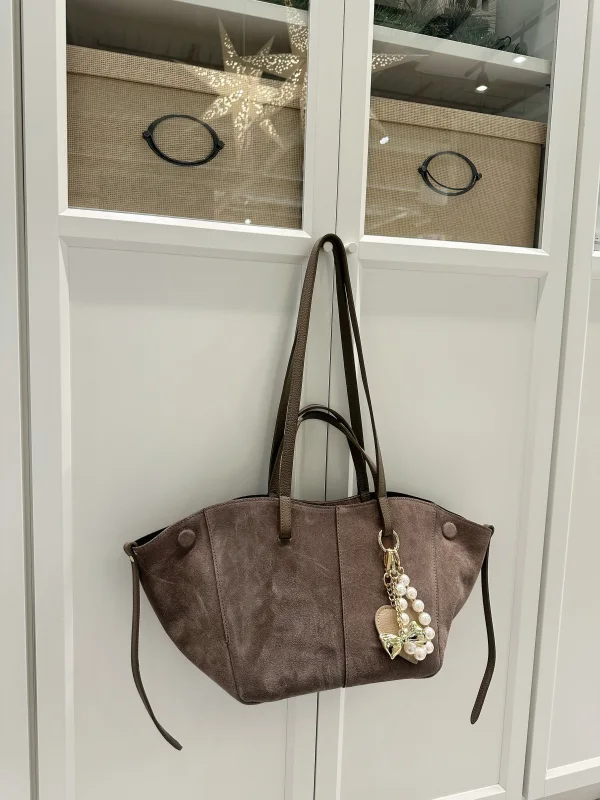 BOLSO DE ANTE CON DOBLE ASA CERRAJE CREMALLERA | COBRE