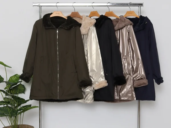 veste imperméable et reversible , à capuche , fourré , fermeture ton/ton  | Valora Select