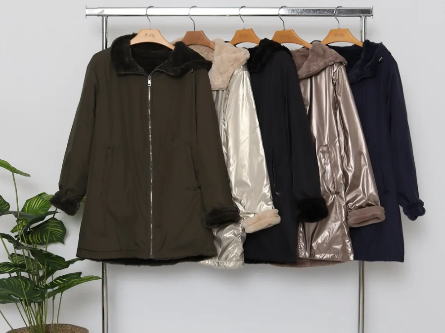 veste imperméable et reversible , à capuche , fourré , fermeture ton/ton  | Valora Select