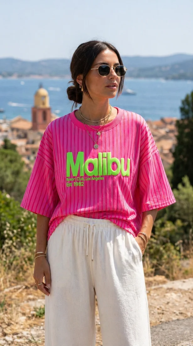  T-Shirt "MALIBU" fuchsia 36 au 46 | Les Chics Filles by Sab 