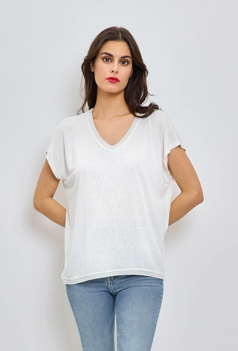 Tshirt col lurex 80% coton 20% polyester | Equipement Mondial