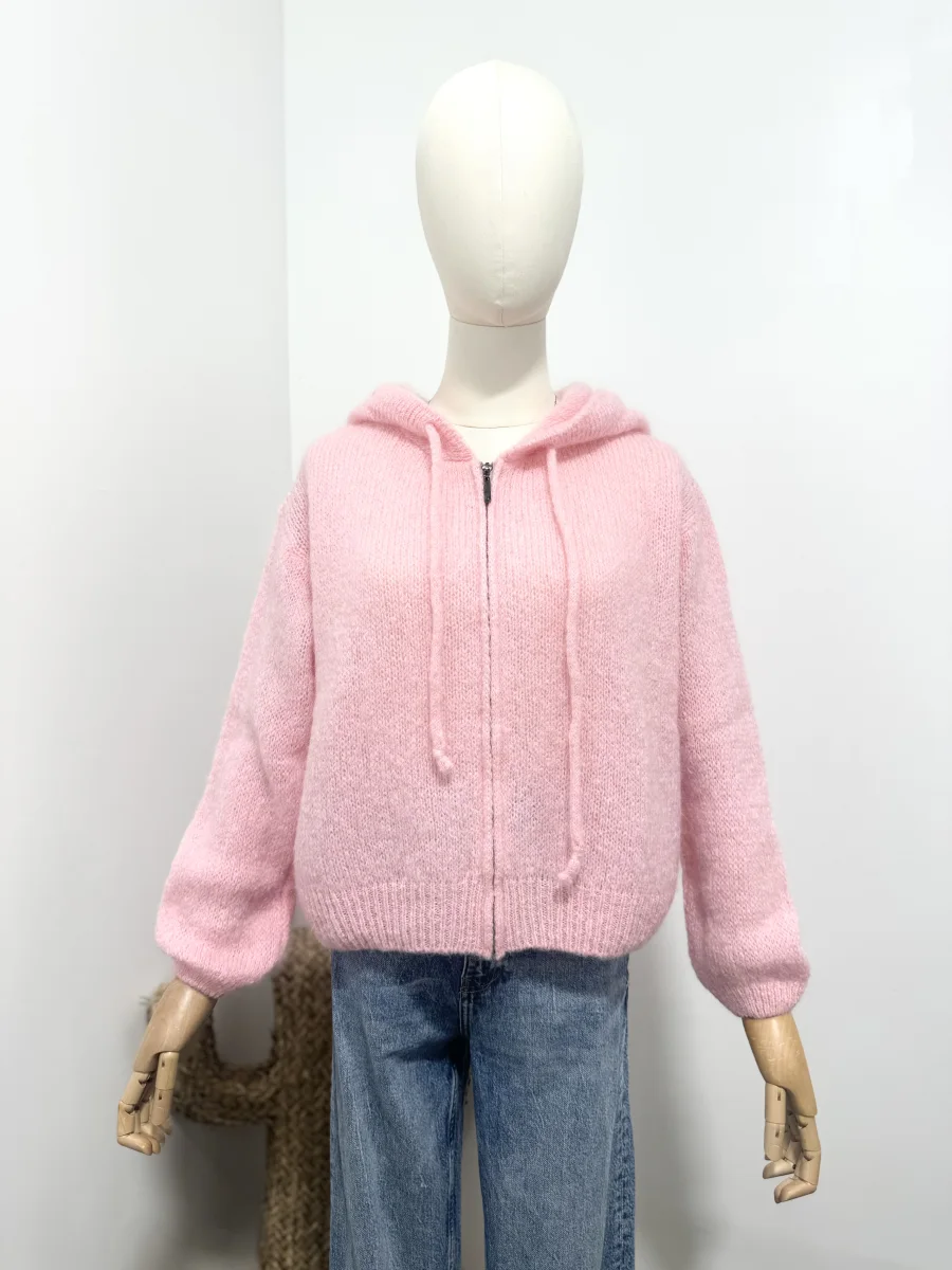 Gilet a capuche en 40% mohair  | Vintage Mode