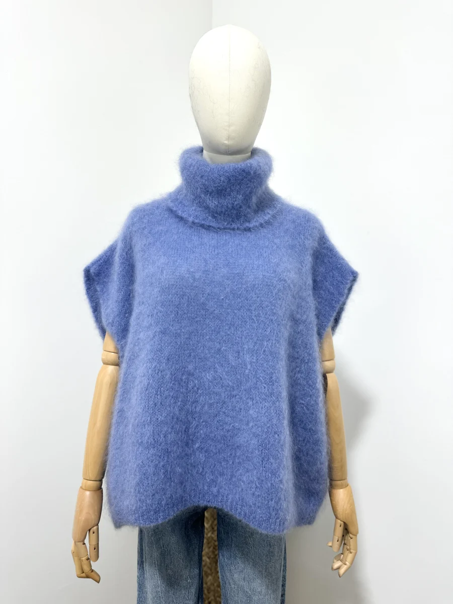 Pull sans manches col roule en 80% kid mohair | Vintage Mode