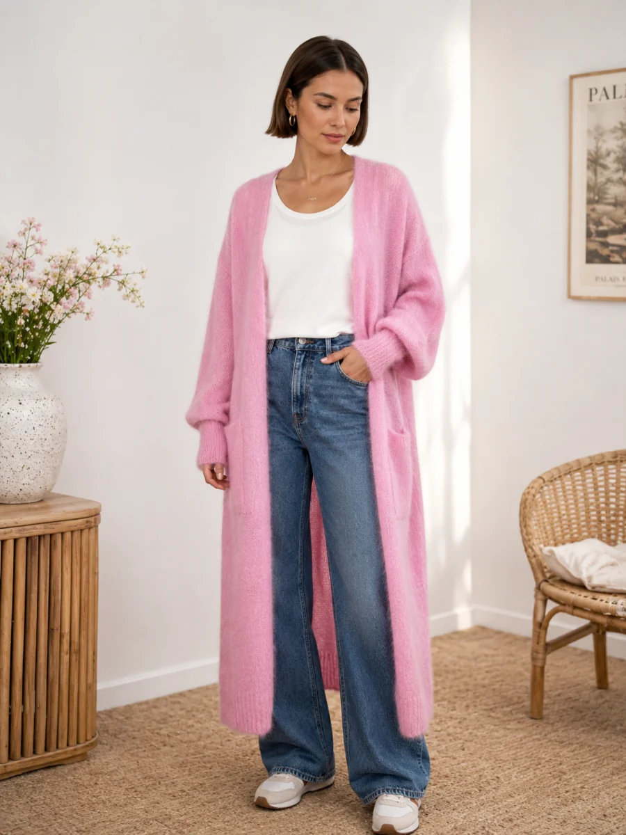 Gilet long en fluffy mohair | Eric Signature