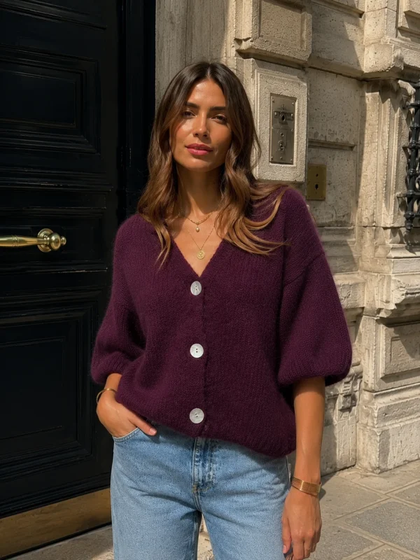 Gilet en mohair manches courtes Kid mohair 40% , Acrylique 30% , Polyamide 20% , Laine 10% | Eric Signature