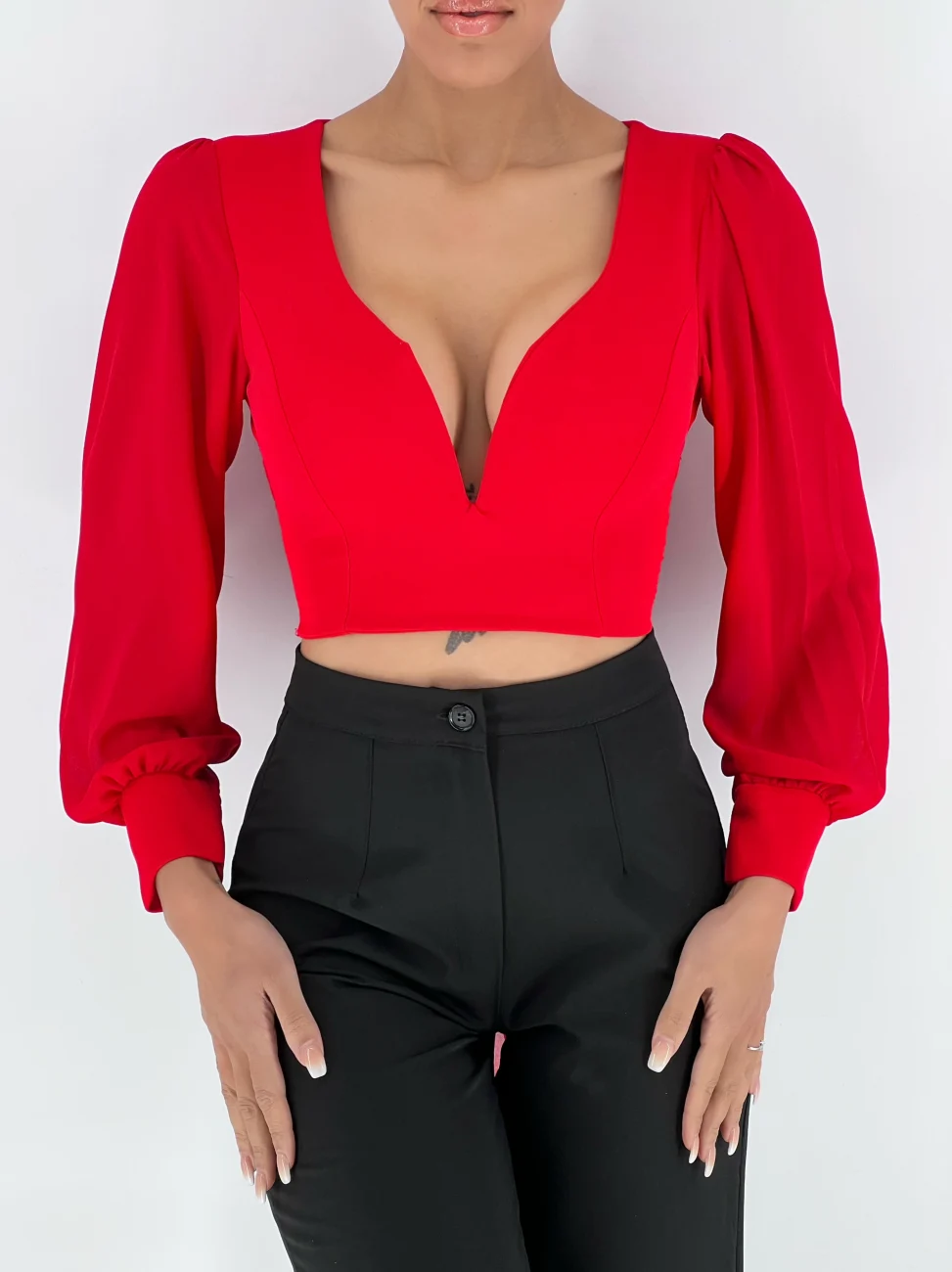 BLUSA ESCOTE V MANGAS GASA ESCOTE ESPALDA | New Secret