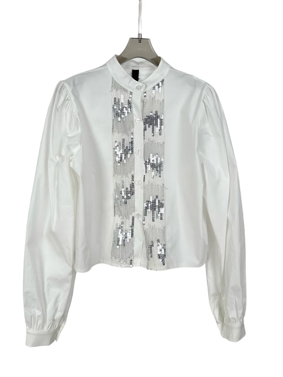 Camicia con pizzo in paillettes  | Maelle B. Fashionlab 