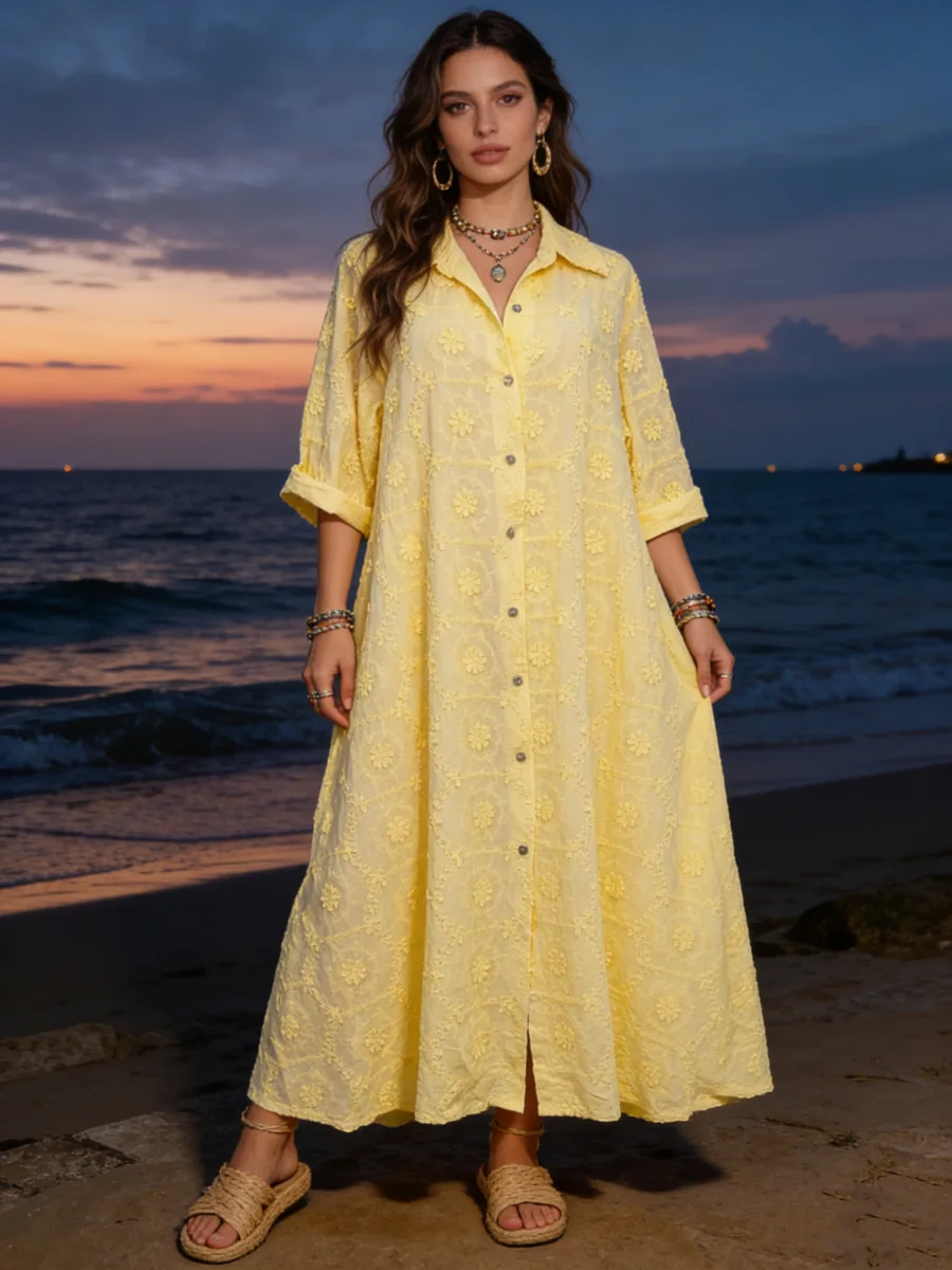 Robe ample broderie  | Vintage Mode