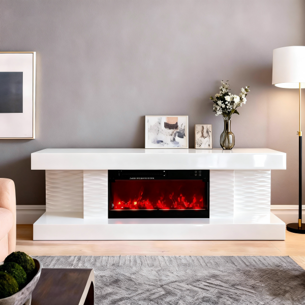 MEUBLE TV CHEMINEE KATTY CHAUFFAGE 160x38x53cm | MULTI-AFFAIRES