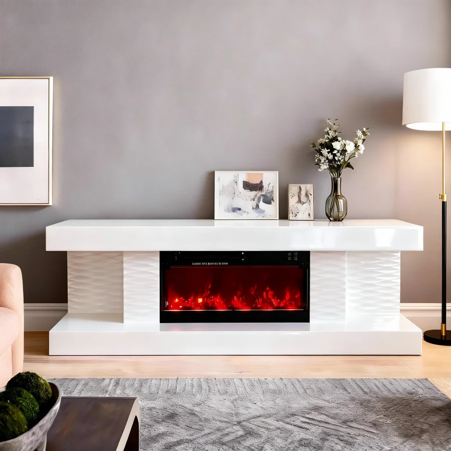MEUBLE TV CHEMINEE KATTY CHAUFFAGE 160x38x53cm | MULTI-AFFAIRES
