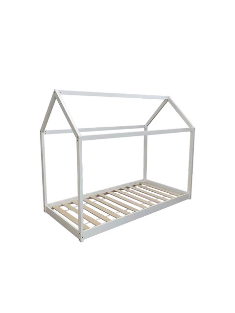 LIT CABANE EN BOIS BLANC 90x190 cm | MULTI-AFFAIRES