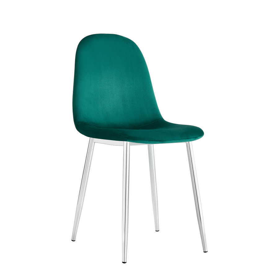 CHAISE SCANDINAVE VELOURS VERT SAPIN PIED CHROME | Eurostore