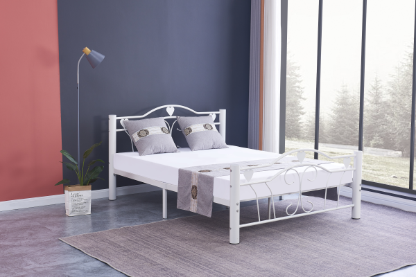 LIT METAL HERCULE BLANC 140X190cm | Eurostore