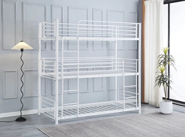 LIT SUPERPOSÉ TRIO EN METAL BLANC 1 PLACE 90x190 cm | Eurostore