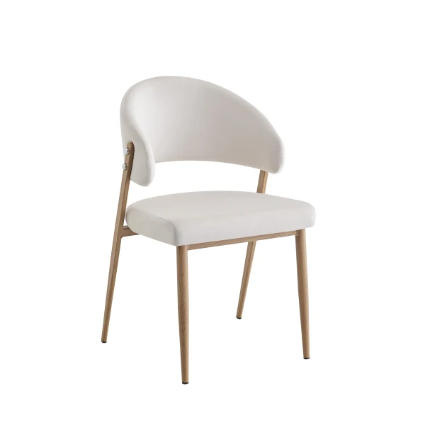CHAISE LAMIA PIED BOIS ASSISE VELOURS BEIGE | MULTI-AFFAIRES