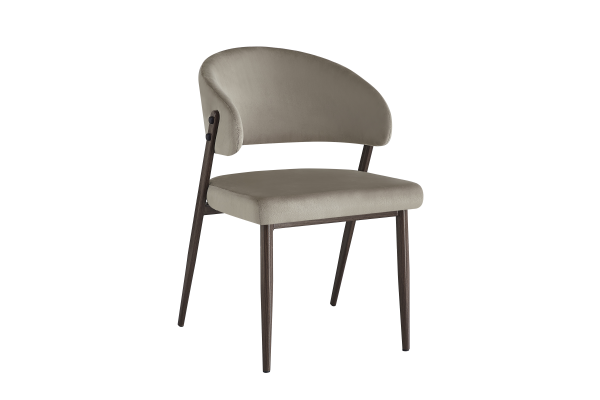 CHAISE LAMIA PIEDS NOYER VELOURS TAUPE | MULTI-AFFAIRES