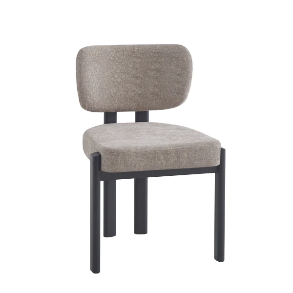 CHAISE BAGUETTE PIED METAL NOIR TISSUS SERGE CHENILLE MOKA | Eurostore