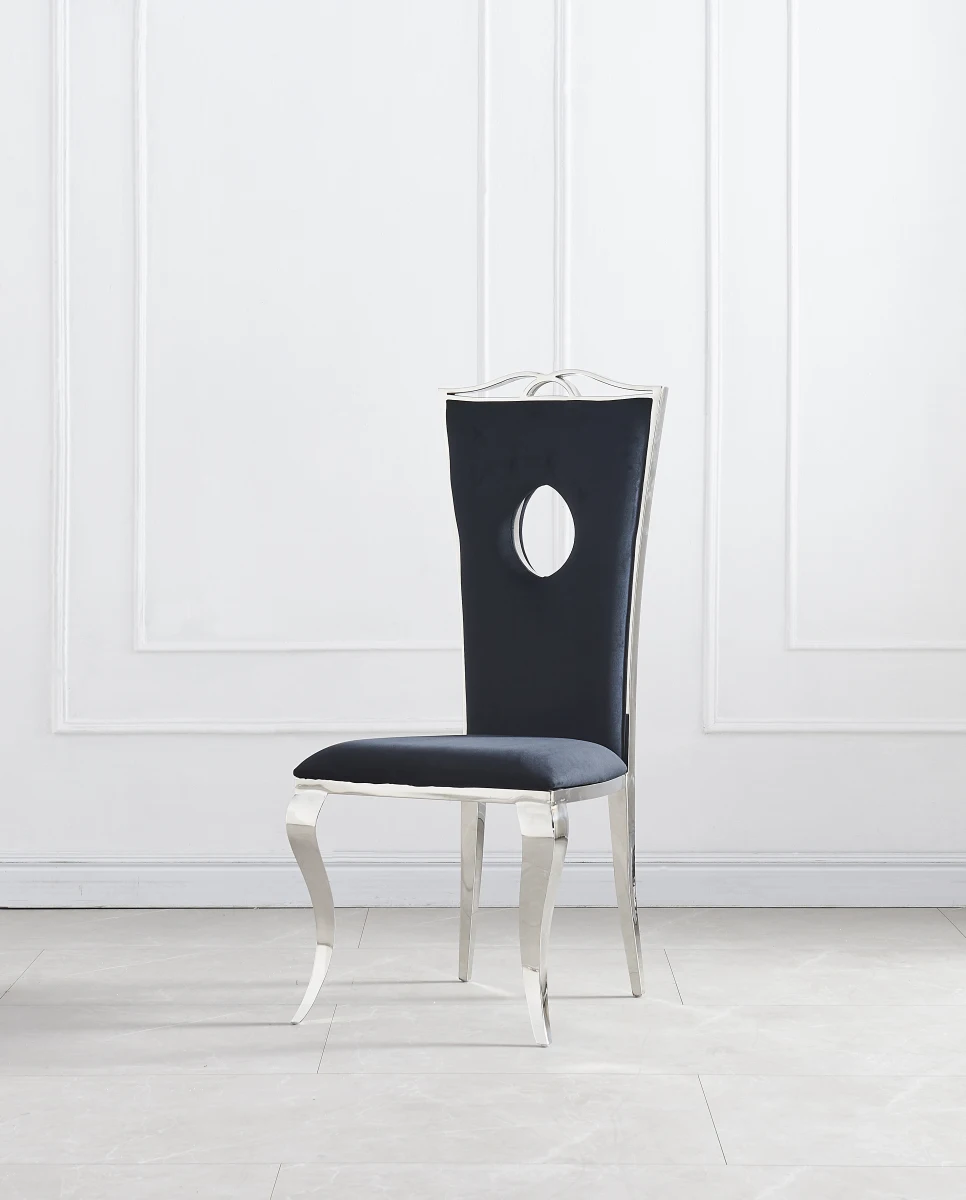 CHAISE ROYAL CHROME VELOURS NOIR | Eurostore