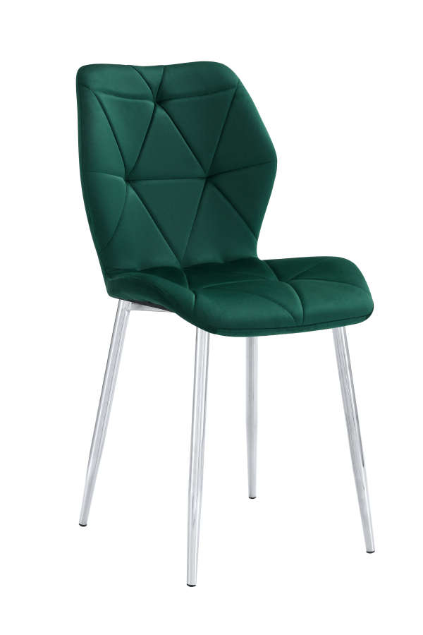 CHAISE COQUILLAGE PIED CHROME VELOURS VERT SAPIN | Eurostore