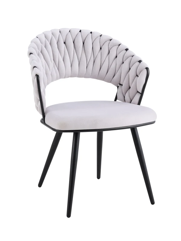 CHAISE CAROLINA PIEDS METAL NOIR VELOURS LIGHT GRIS | MULTI-AFFAIRES