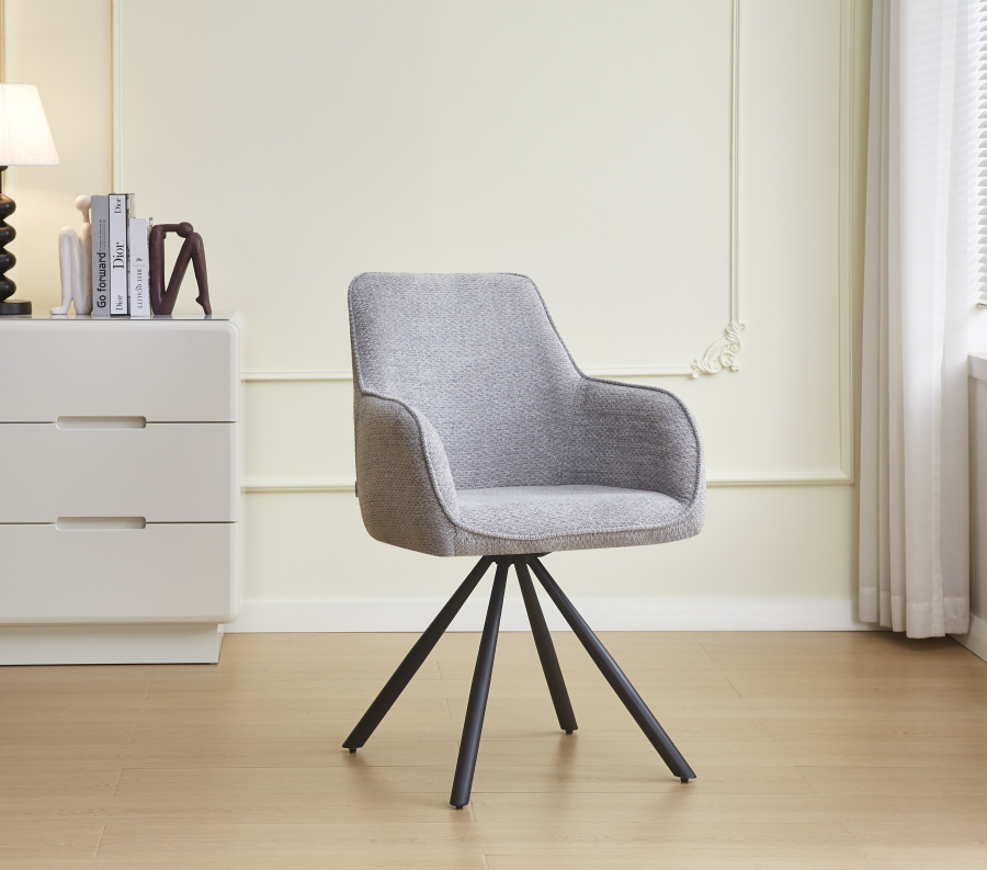 CHAISE LOLA PIED METAL NOIR TISSU GRIS | MULTI-AFFAIRES