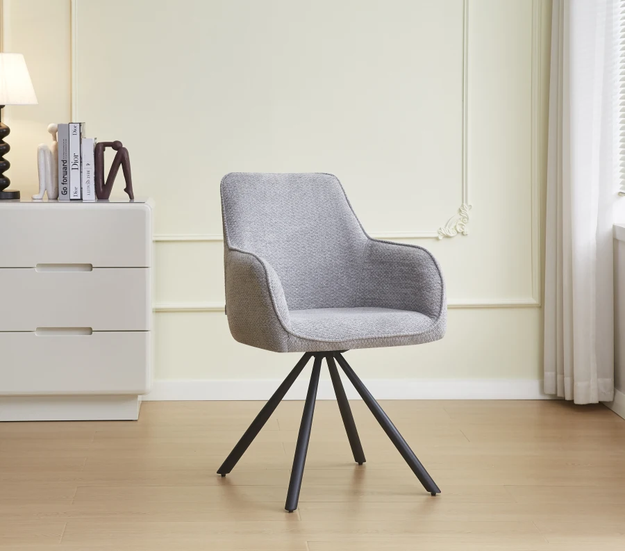 CHAISE LOLA PIED METAL NOIR TISSU GRIS | MULTI-AFFAIRES