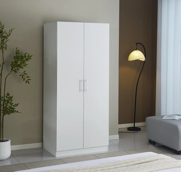 ARMOIRE LARA EN BOIS BLANC DEUX PORTES 188x81x58,5cm | Eurostore