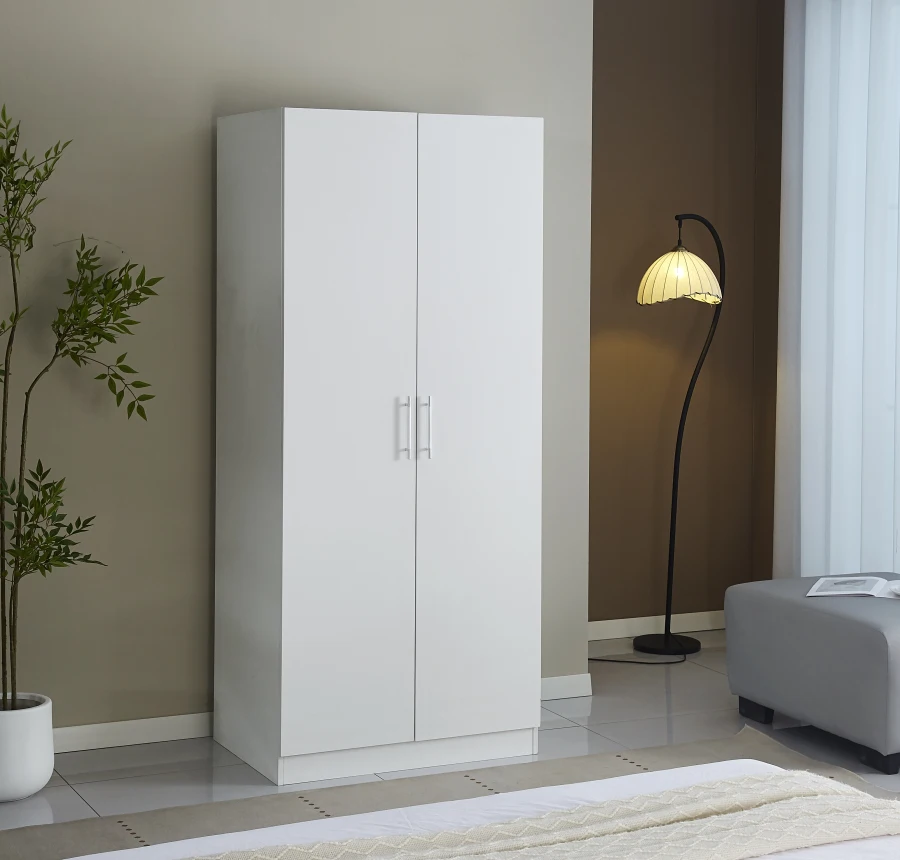 ARMOIRE LARA EN BOIS BLANC DEUX PORTES 188x81x58,5cm | Eurostore