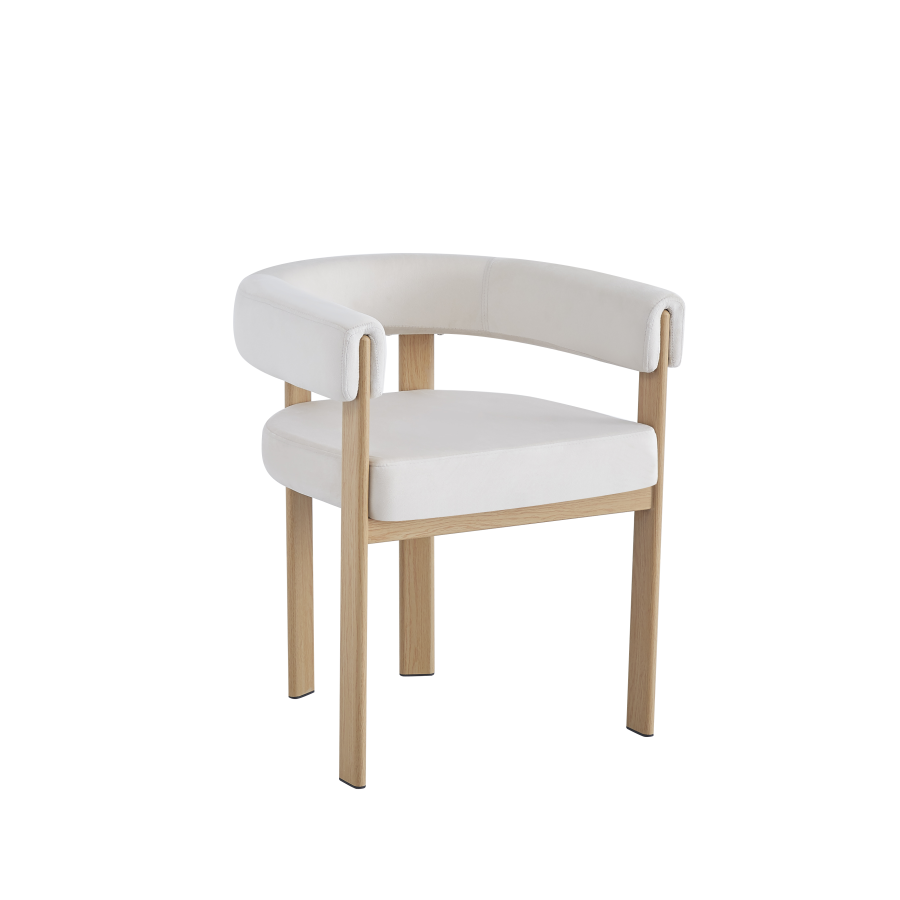 CHAISE VAIANA PIED EFFET CHENE ASSISE VELOURS BEIGE | MULTI-AFFAIRES