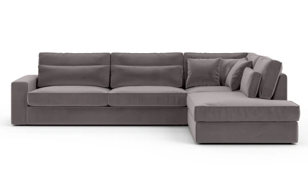 CANAPE LE BRISTOLA ANGLE DROIT VELOURS GRIS 315X230cm | MULTI-AFFAIRES