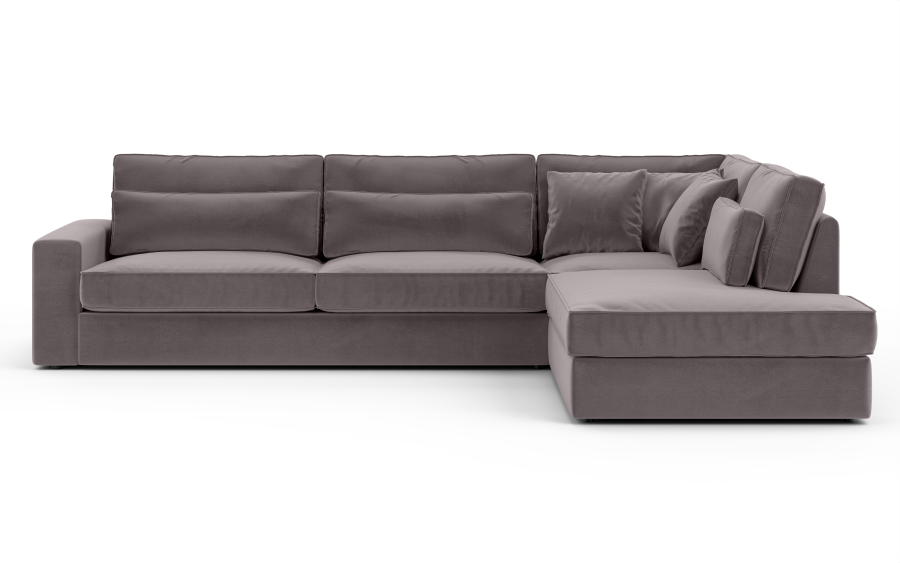 CANAPE LE BRISTOLA ANGLE DROIT VELOURS GRIS 315X230cm | MULTI-AFFAIRES
