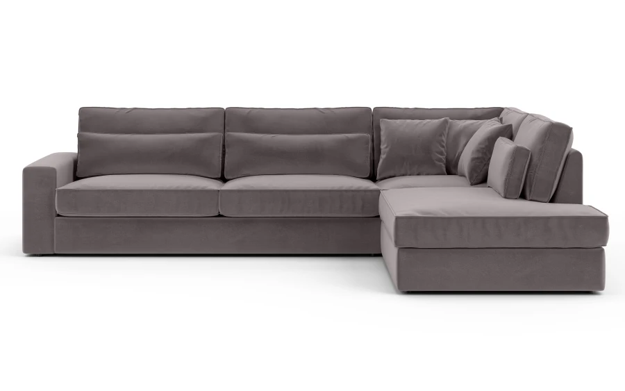 CANAPE LE BRISTOLA ANGLE DROIT VELOURS GRIS 315X230cm | MULTI-AFFAIRES