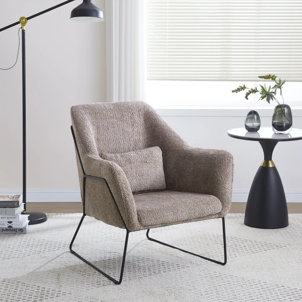 FAUTEUIL BASKA METAL NOIR LAINE TAUPE | MULTI-AFFAIRES