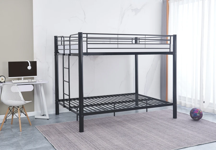 LIT SUPERPOSE COLOSSE EN METAL NOIR 140 x 190 + 140 x 190 cm | MULTI-AFFAIRES