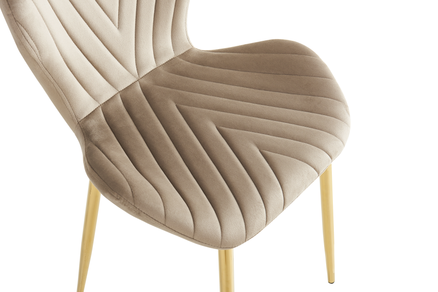 CHAISE COLONNA PIEDS METAL GOLD TISSU VELOURS TAUPE | MULTI-AFFAIRES