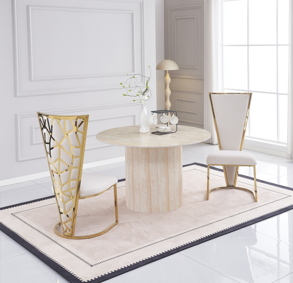 CHAISE MELISSA PIED METAL GOLD ASSISE VELOURS BEIGE | MULTI-AFFAIRES