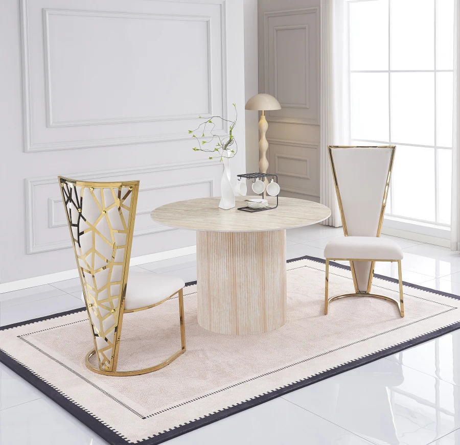 CHAISE MELISSA PIED METAL GOLD ASSISE VELOURS BEIGE | MULTI-AFFAIRES
