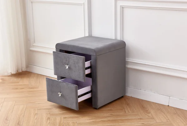 CHEVET VELOURS PRECIEUX ANTHRACITE 47x41x50 cm | MULTI-AFFAIRES