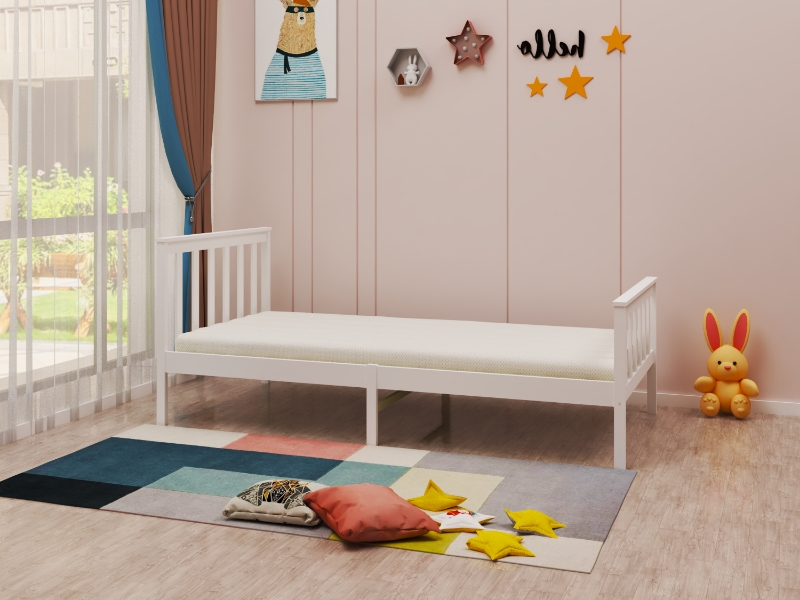 LIT BATNA EN BOIS BLANC 90x190cm | Eurostore