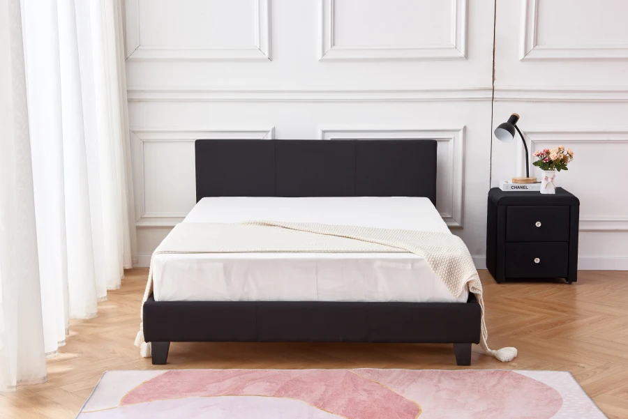 LIT MELBOURNE EN SIMILICUIR NOIR 140x190 cm | Eurostore