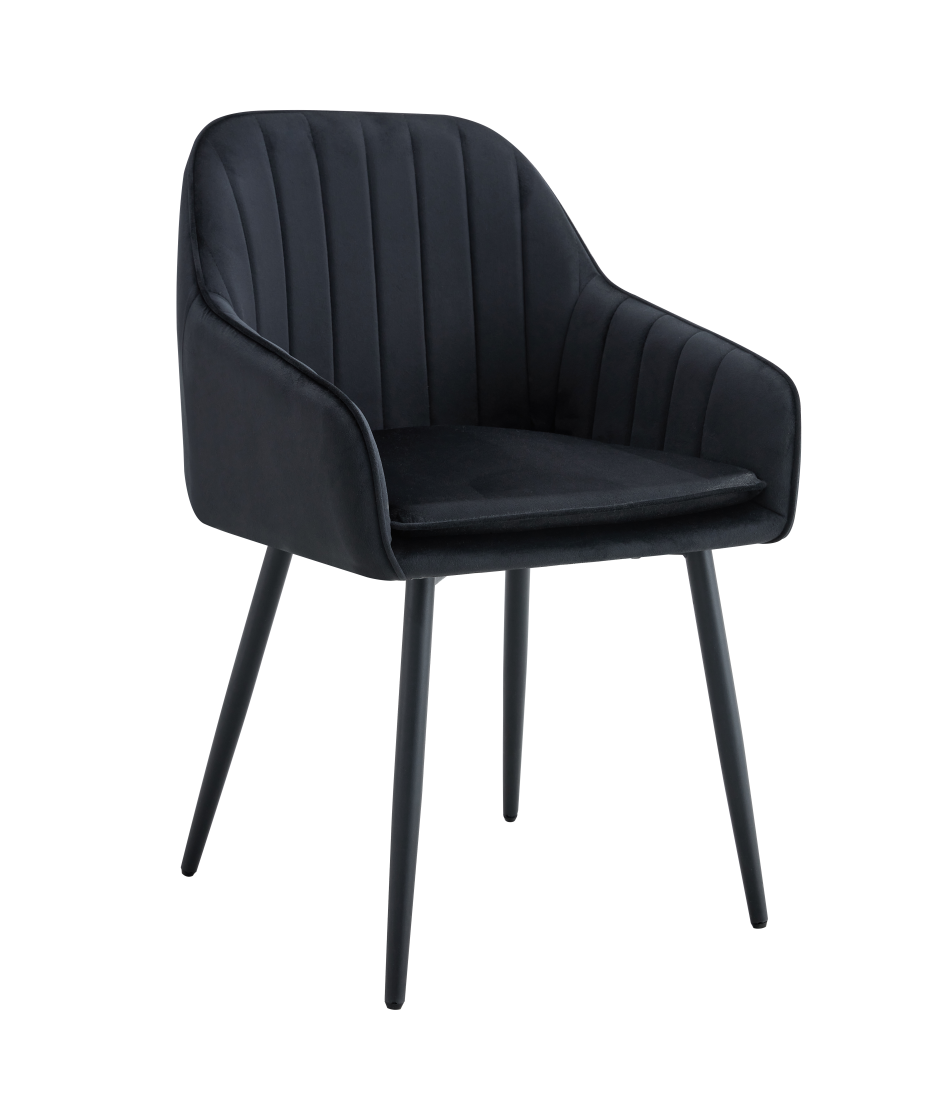 CHAISE PAMS PIED NOIR VELOURS NOIR | Eurostore
