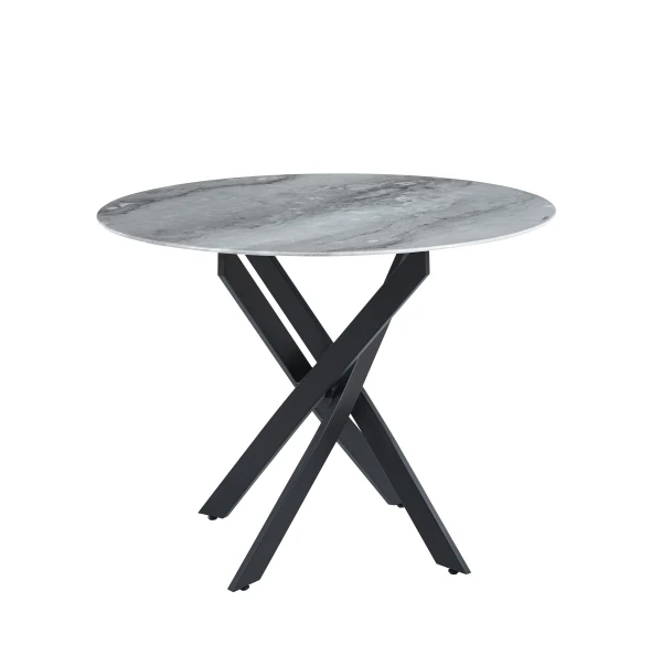 TABLE REPAS JESSICA METAL NOIR MARBRE GREIGE 100x75cm | MULTI-AFFAIRES