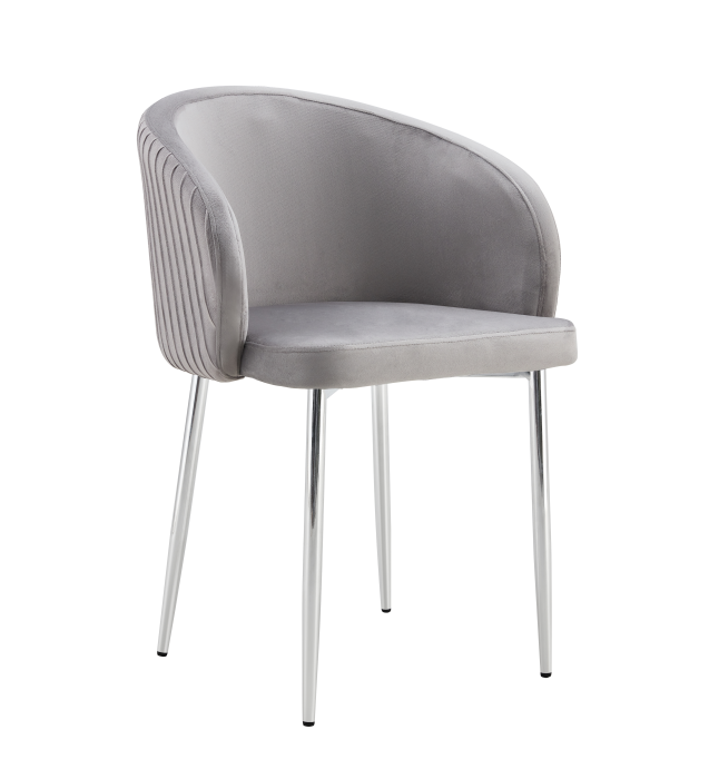 CHAISE AVEC ACCOUDOIR CARLITA GRIS PIED CHROME | MULTI-AFFAIRES