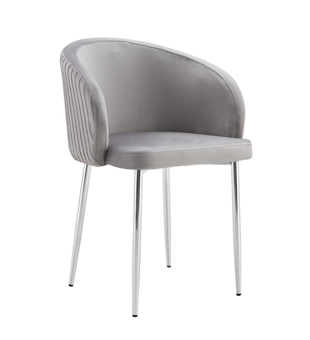 CHAISE AVEC ACCOUDOIR CARLITA GRIS PIED CHROME | MULTI-AFFAIRES