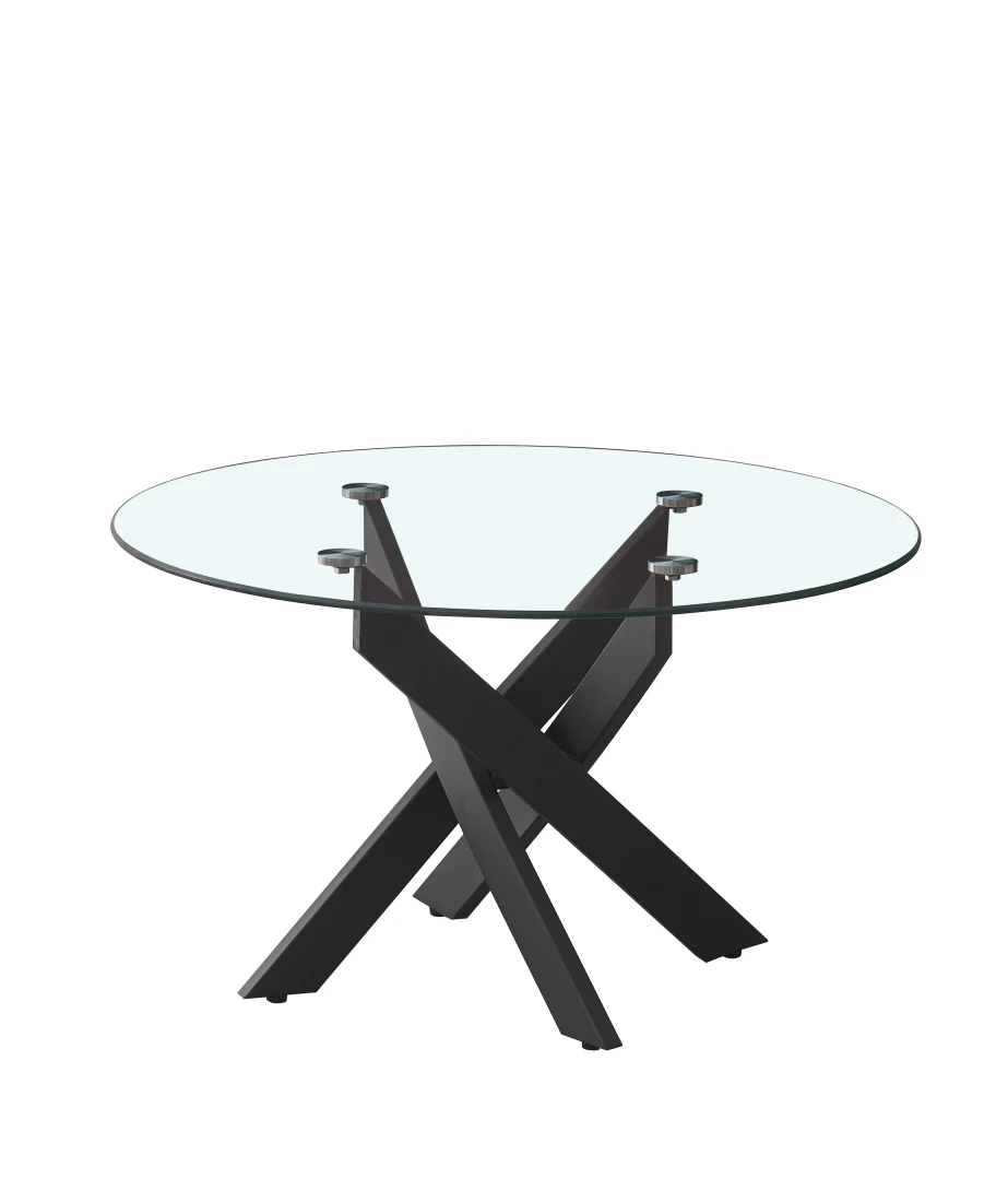 TABLE BASSE RONDE JESSY METAL NOIR TRANSPARENT 80 x 45cm | Eurostore